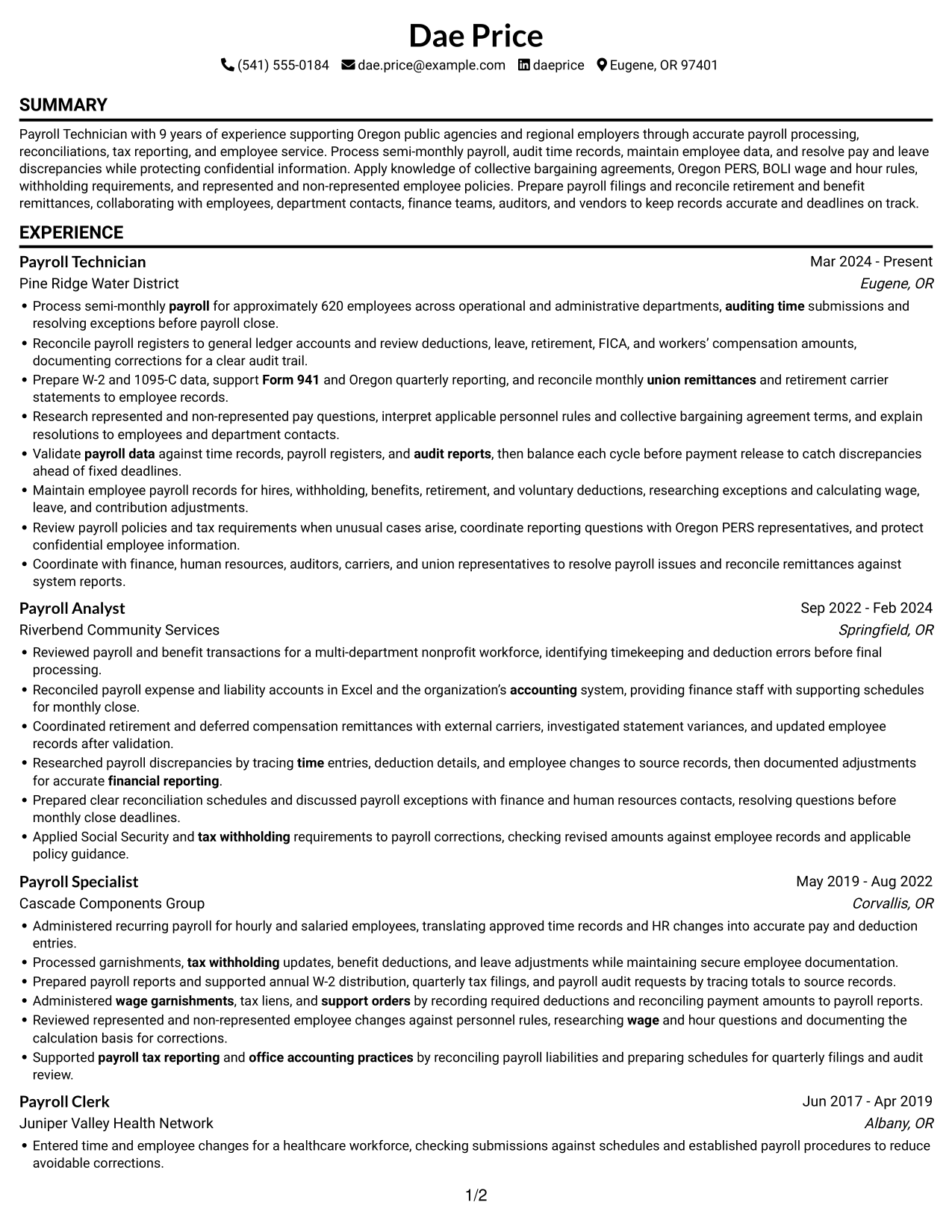 Resume example — page 1