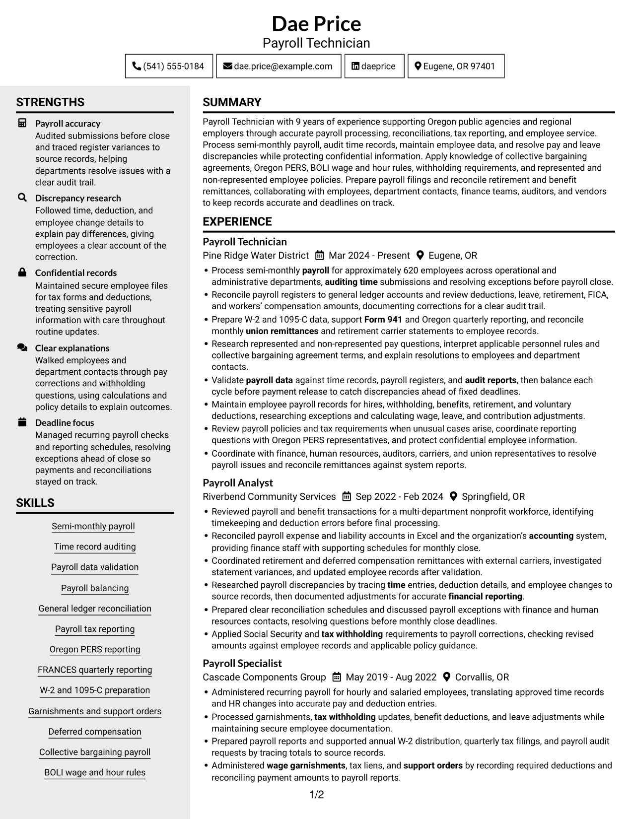 Resume example — page 1