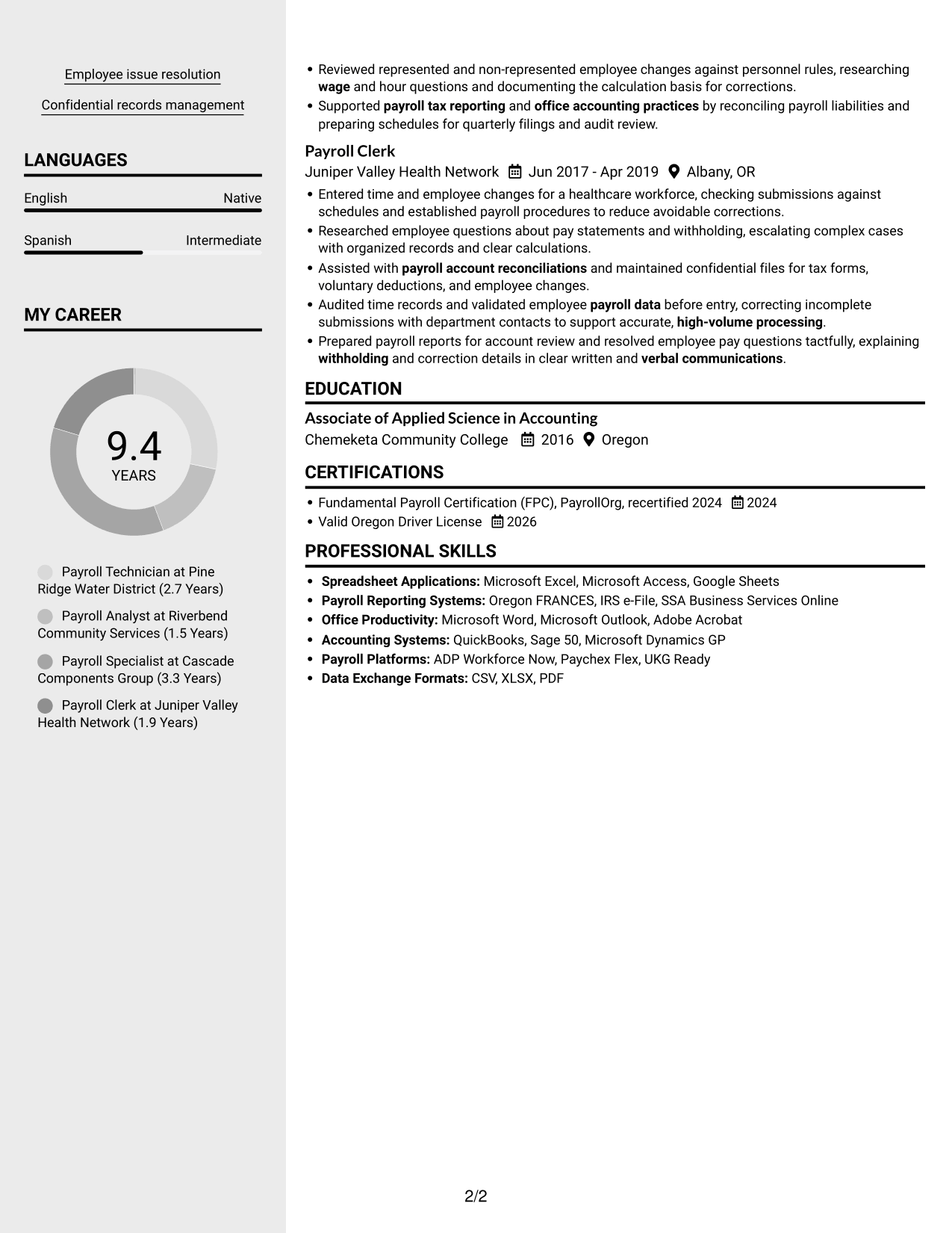Resume example — page 2