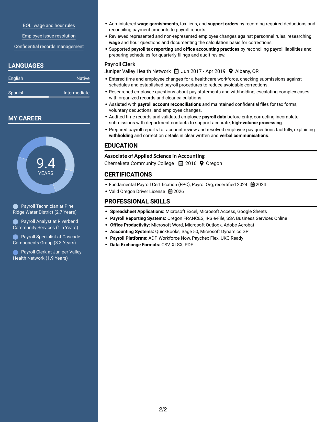 Resume example — page 2