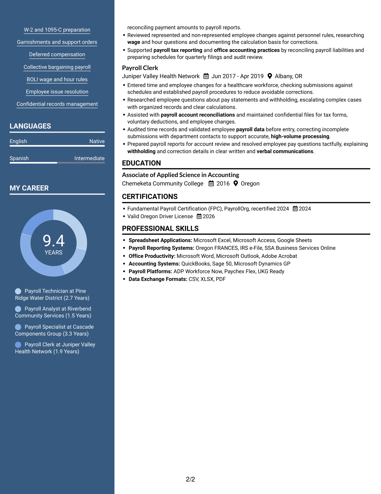 Resume example — page 2