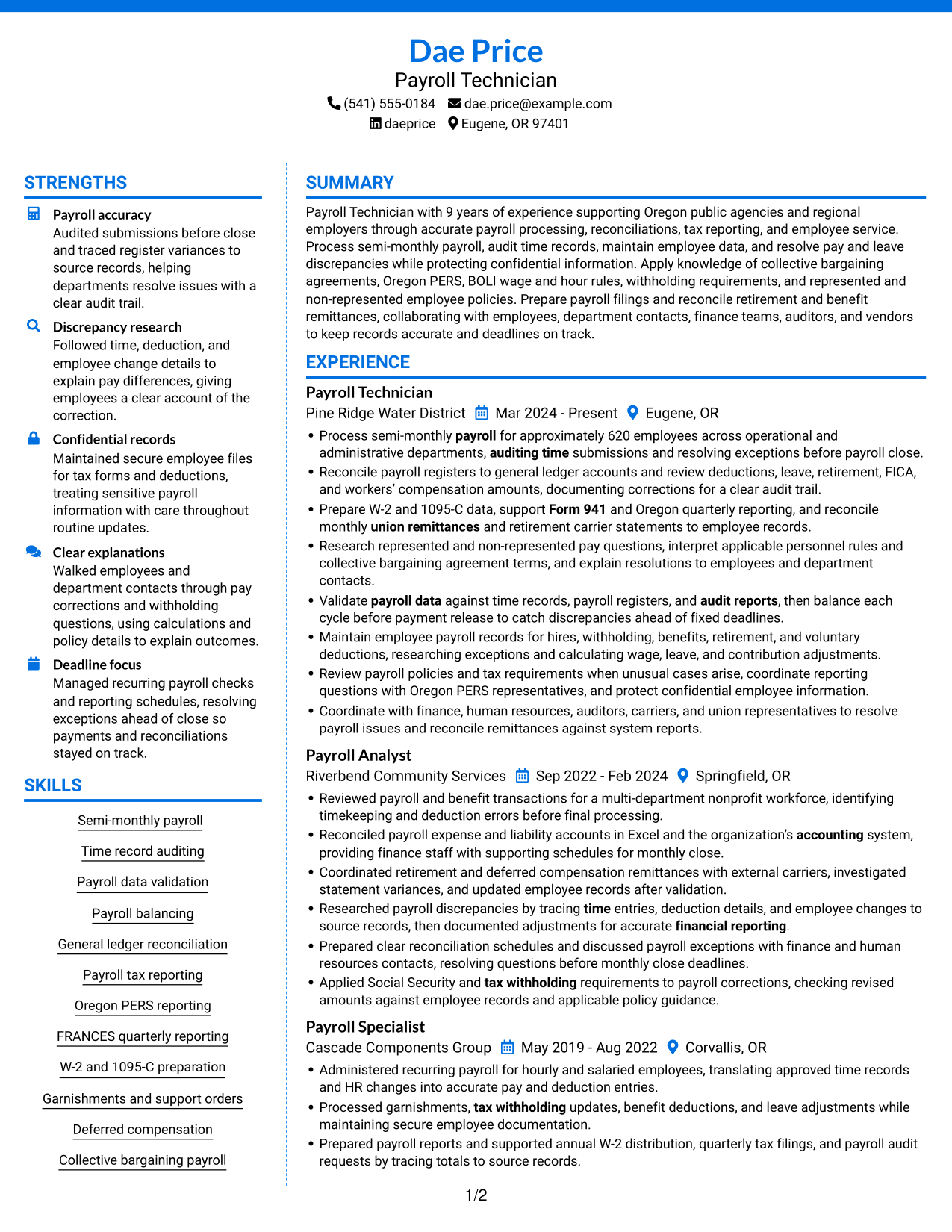 Resume example — page 1