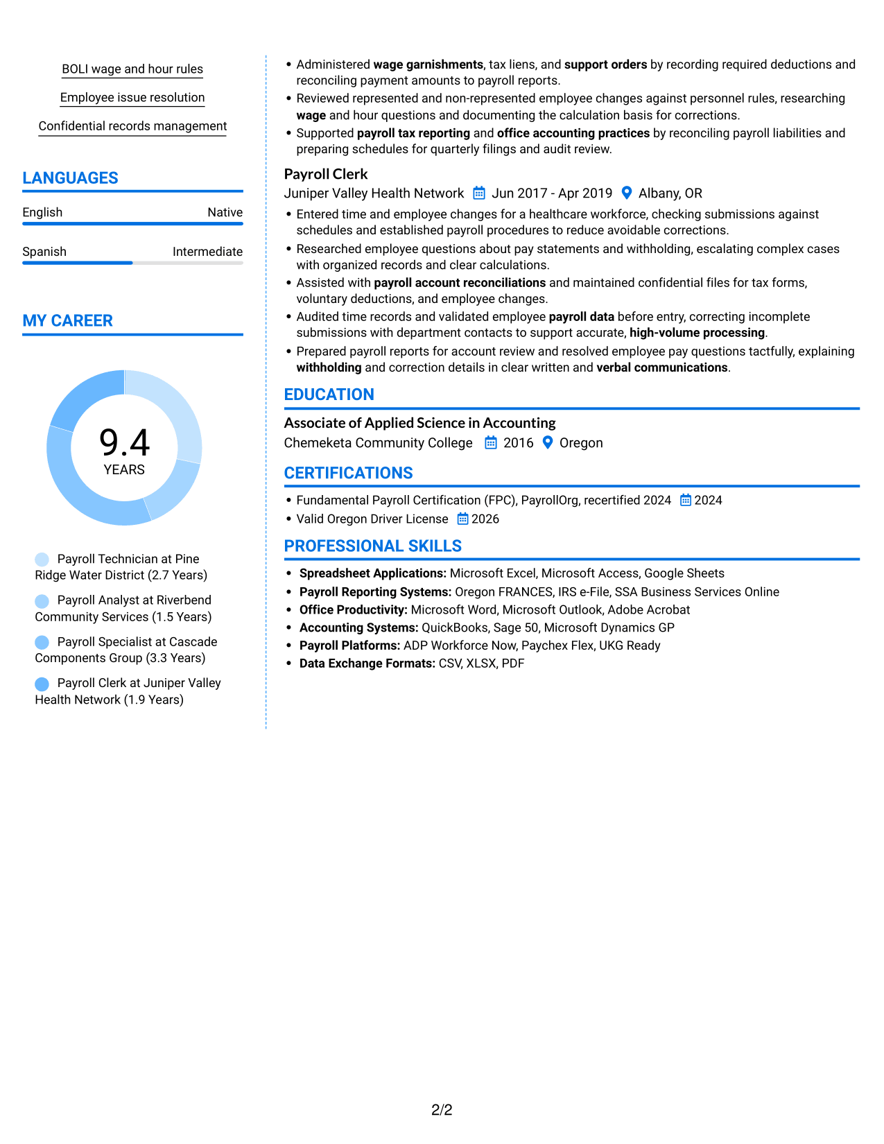 Resume example — page 2