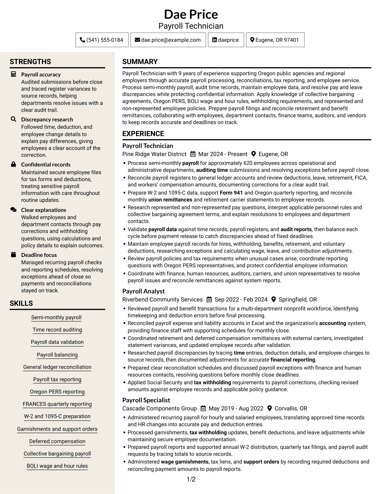Resume example — page 1