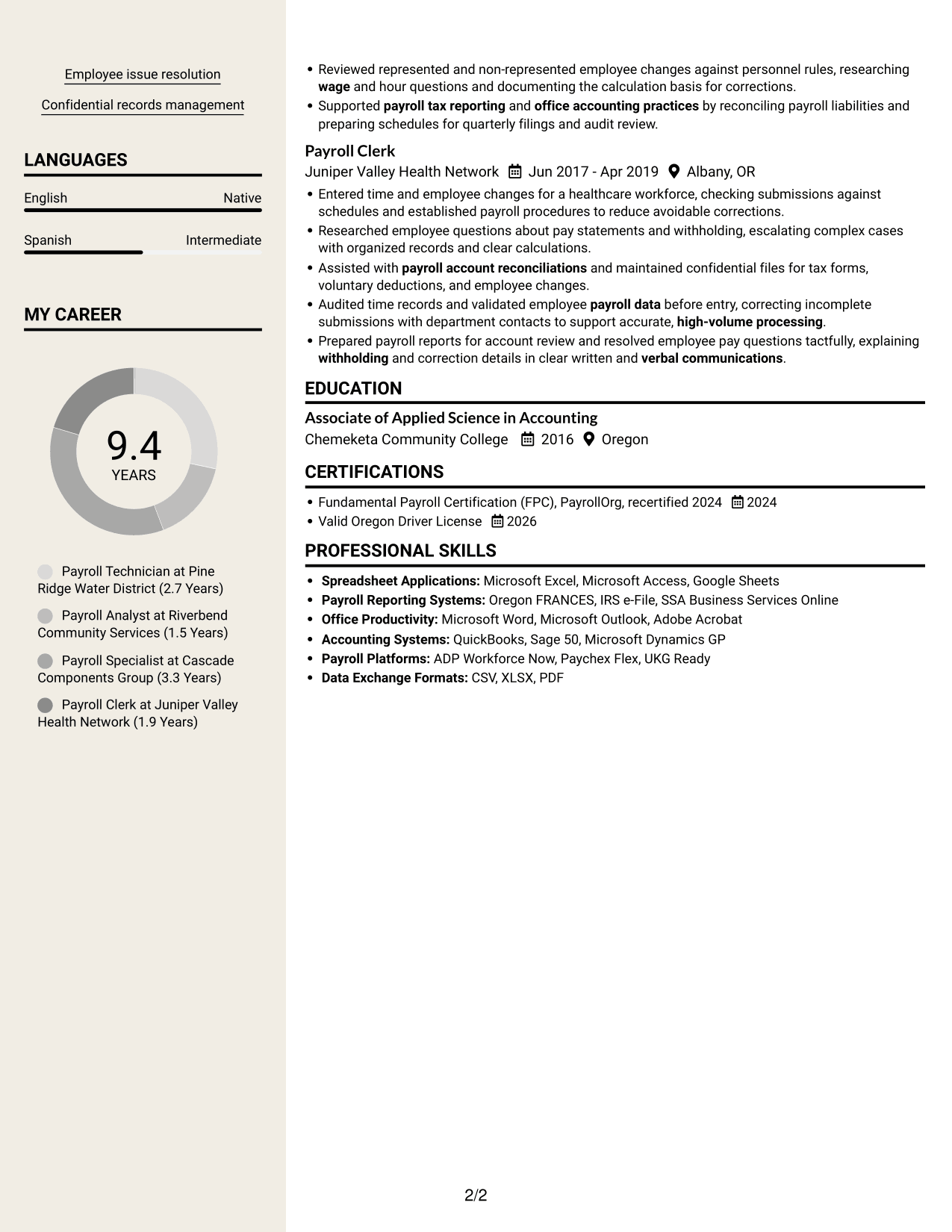 Resume example — page 2