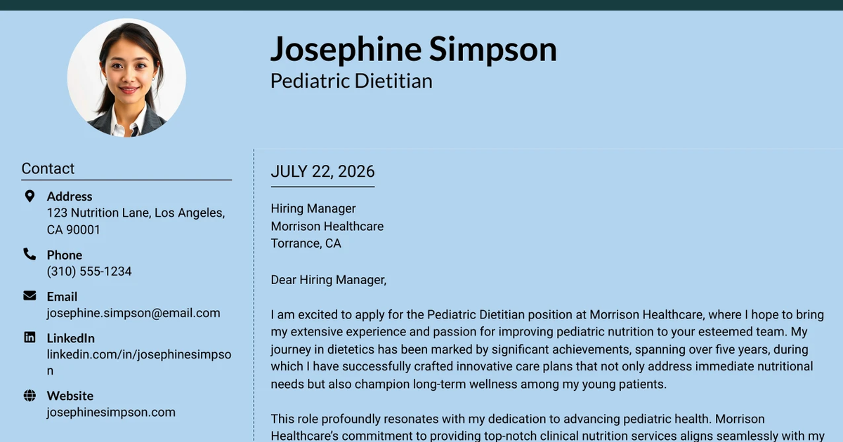 30+ Pediatric Dietitian Cover Letter Templates with Example 2026