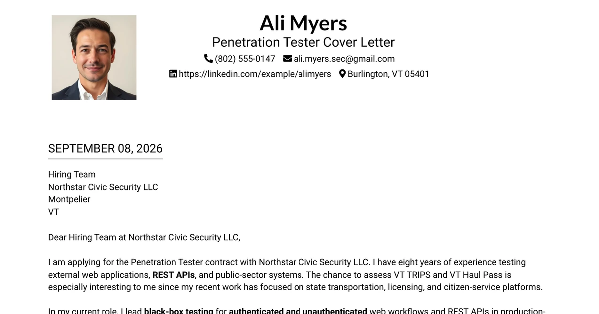 30+ Penetration Tester Cover Letter Templates with Example 2026