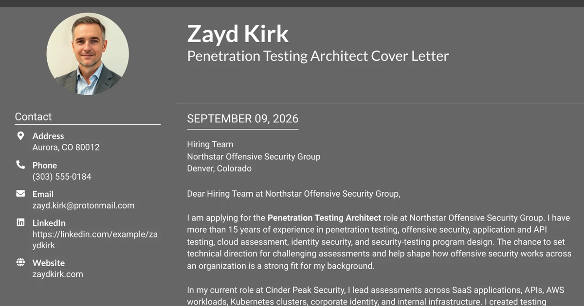 30+ Penetration Testing Architect Cover Letter Templates with Example 2026