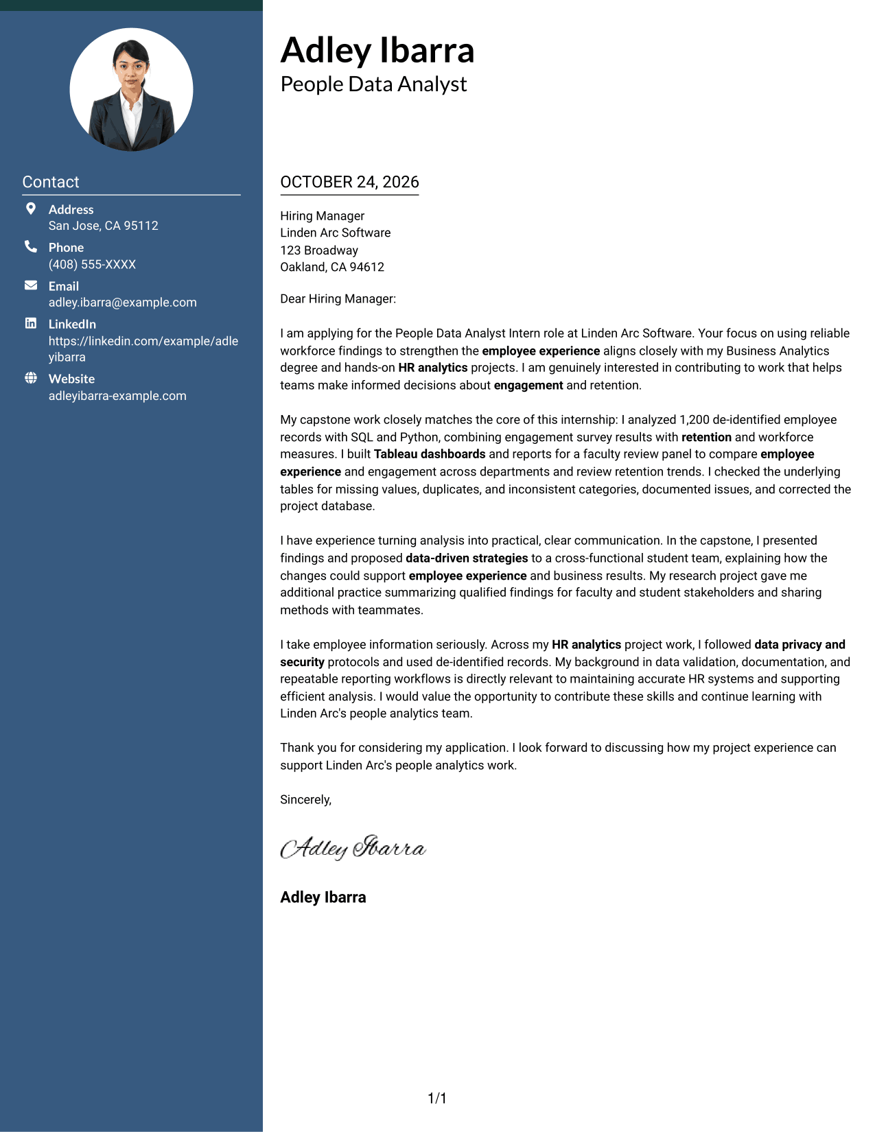 Cover letter example — page 1