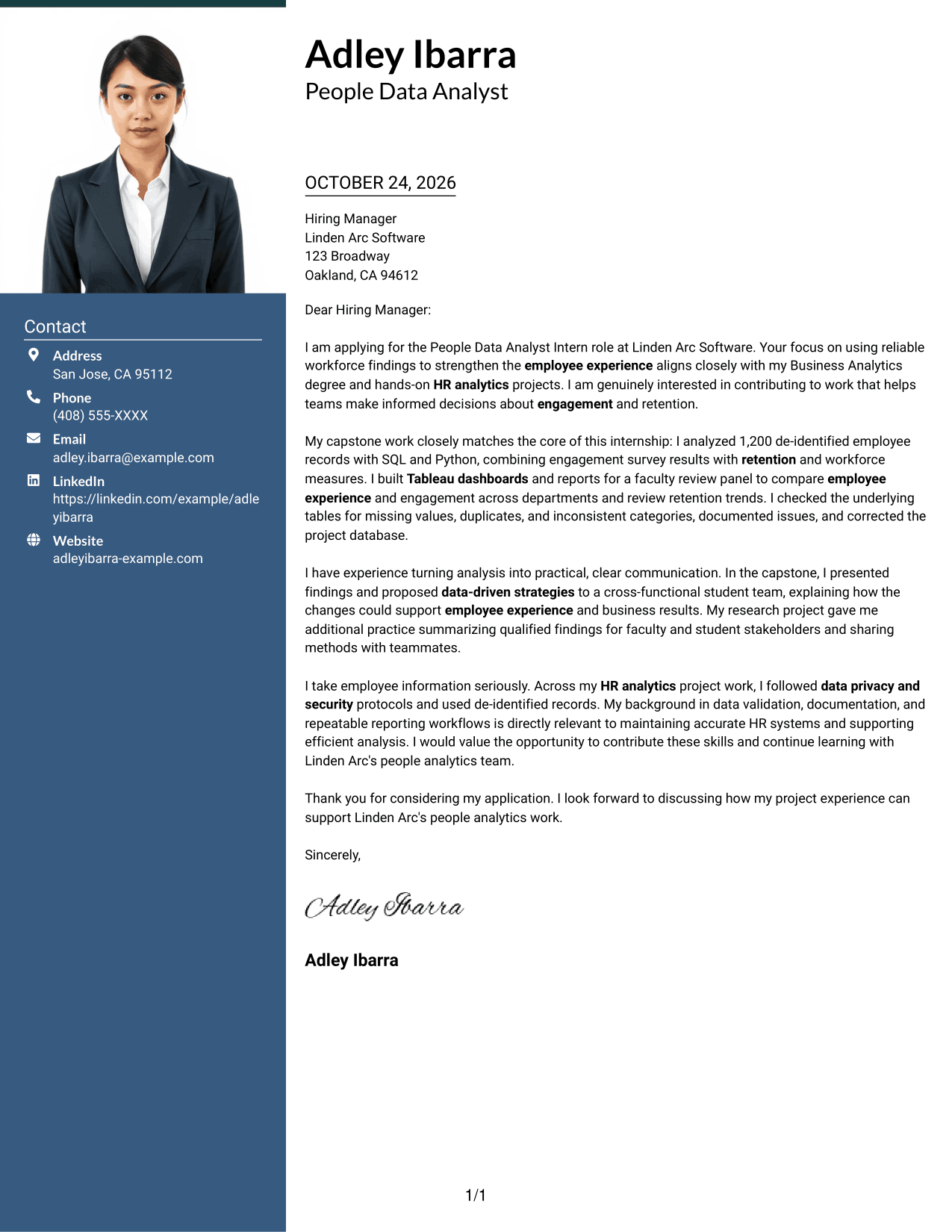Cover letter example — page 1