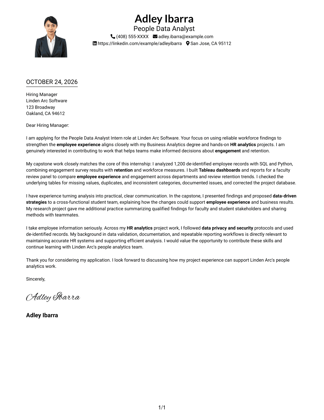 Cover letter example — page 1