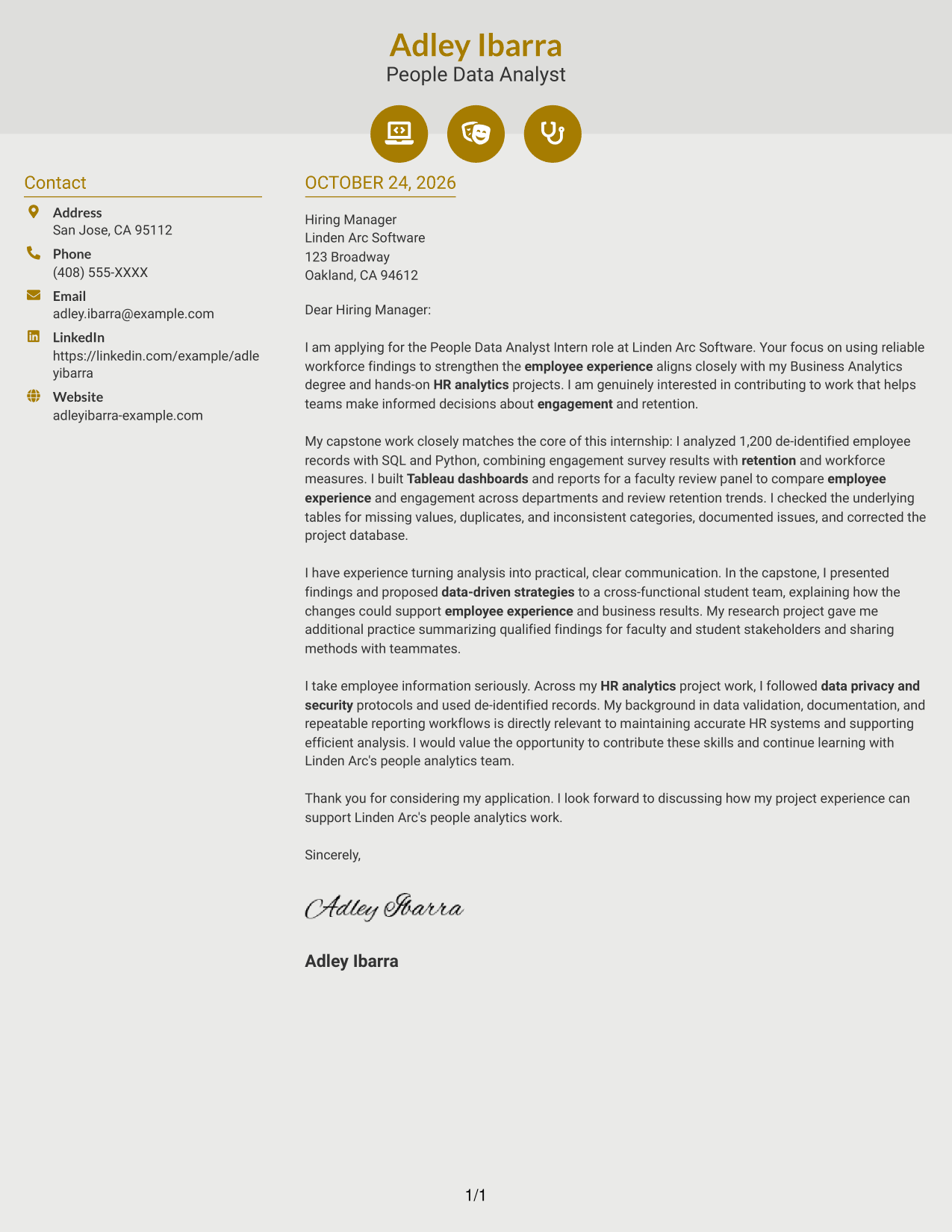 Cover letter example — page 1