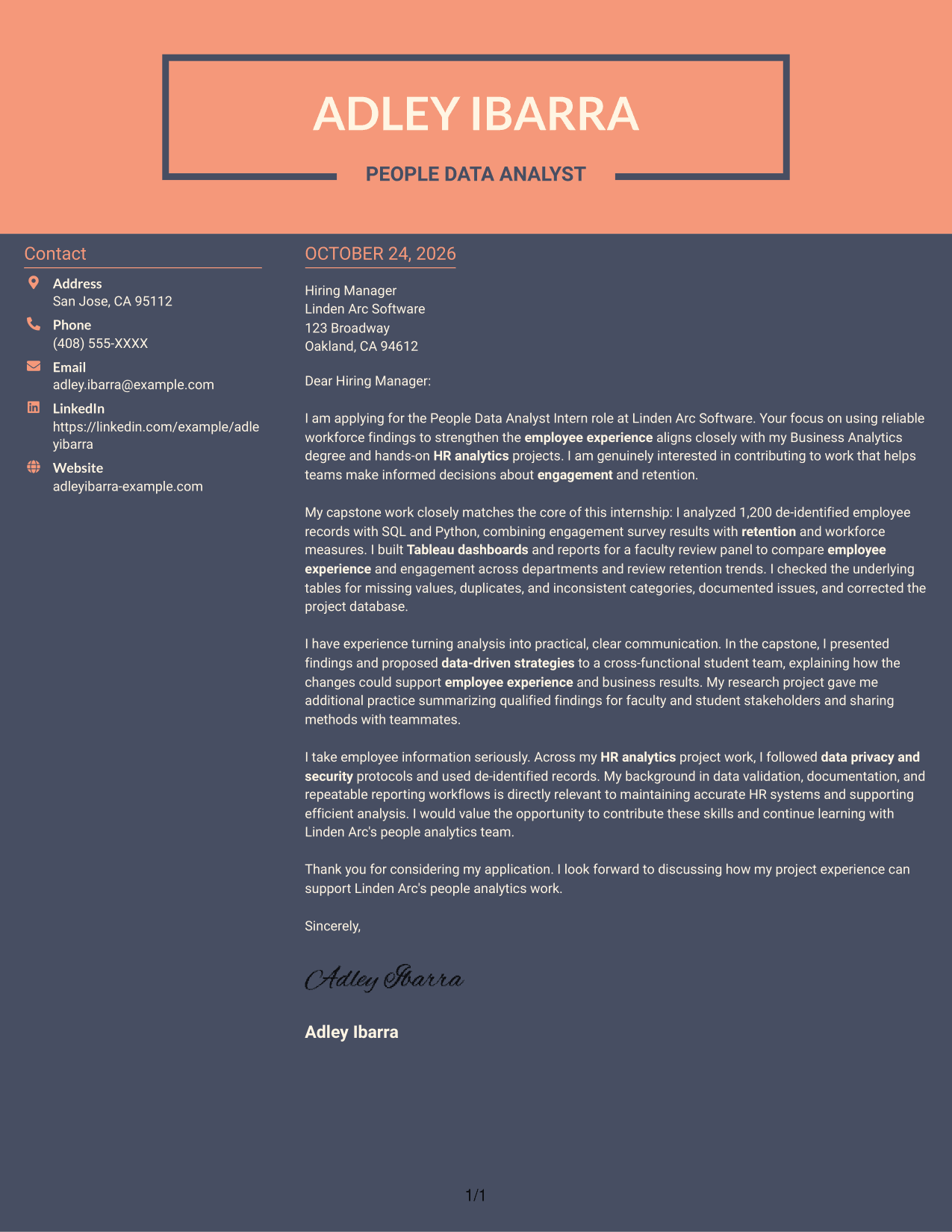 Cover letter example — page 1