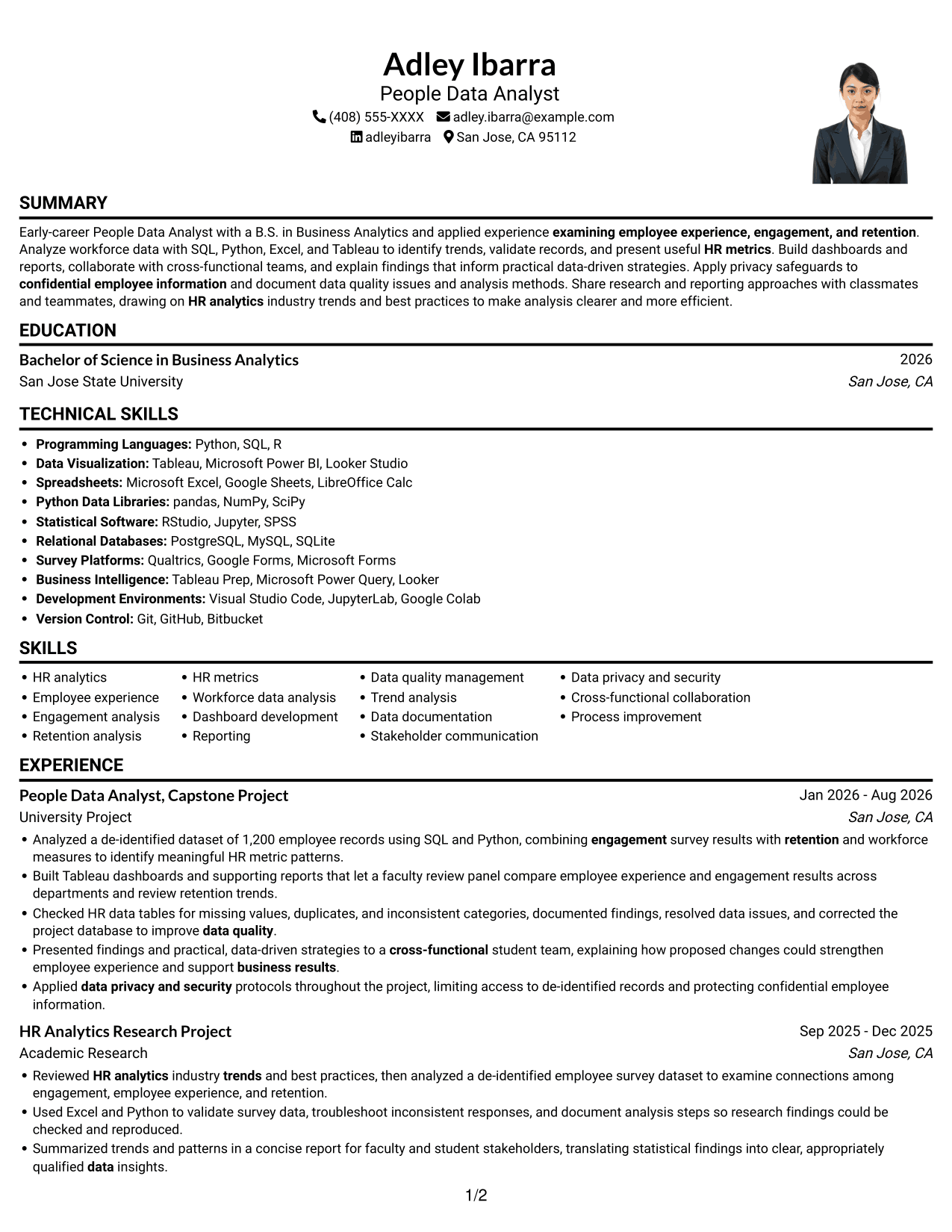 Resume example — page 1