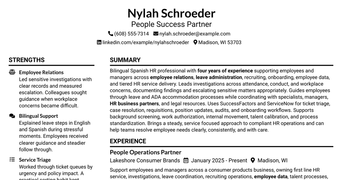 7 People Success Partner Resume Templates with Example