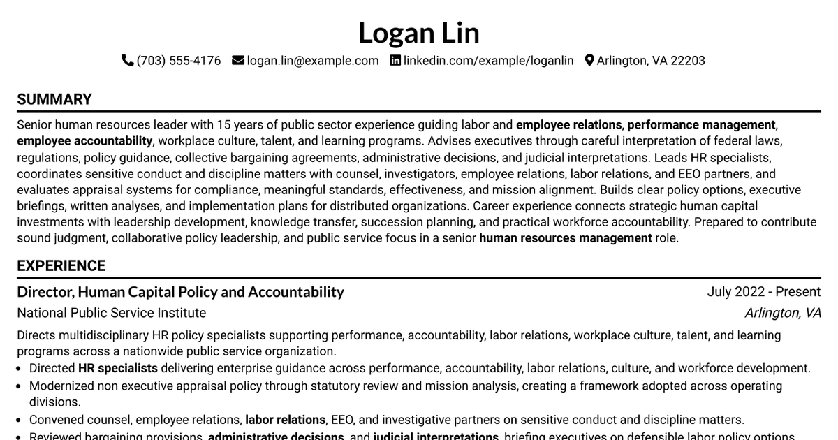 7 Performance and Accountability Manager - Human Resources Management Resume Templates with Example