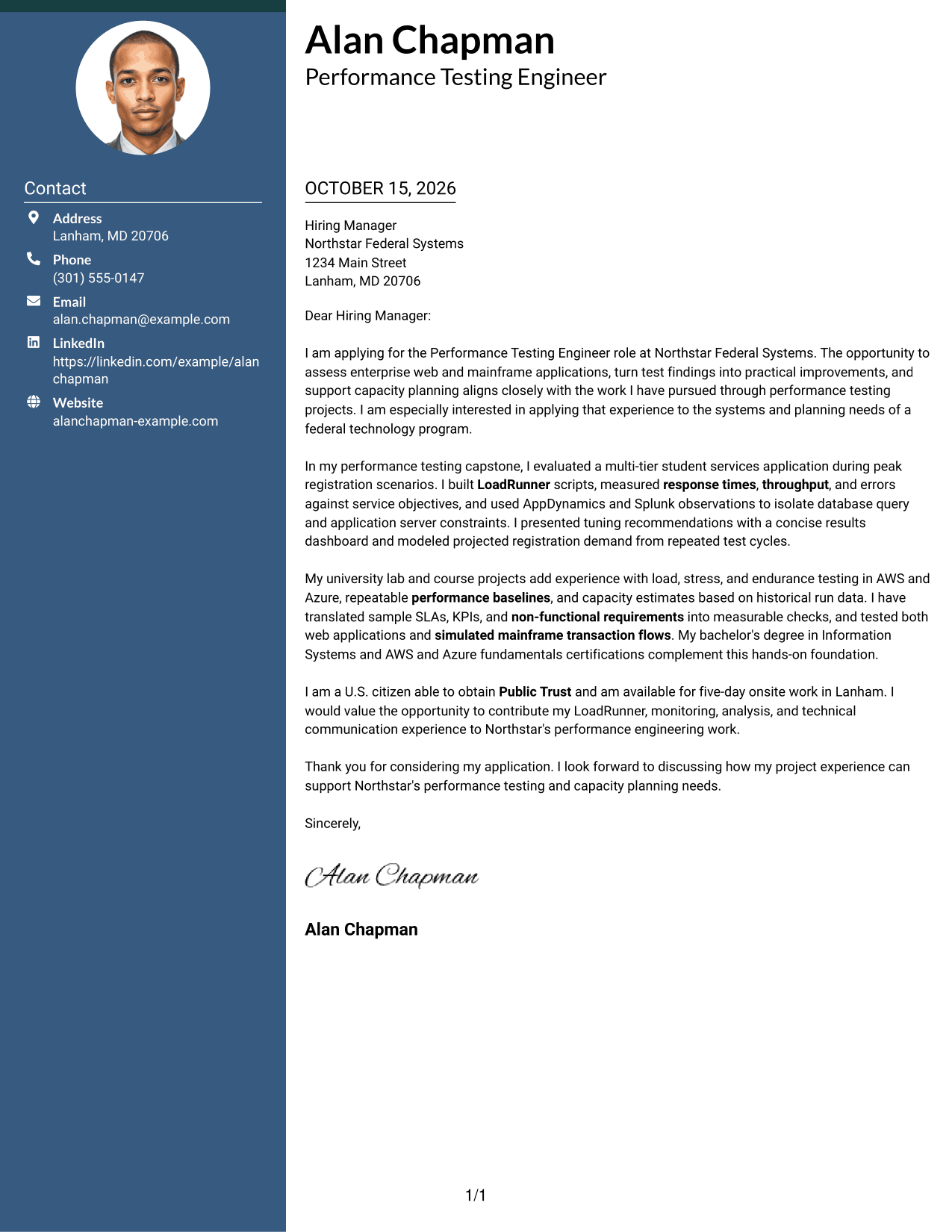Cover letter example — page 1