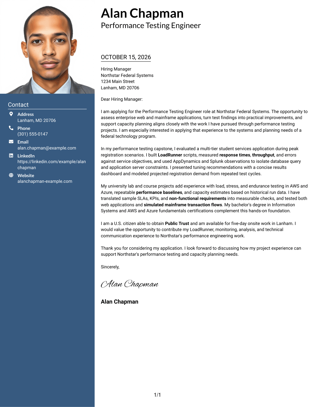 Cover letter example — page 1