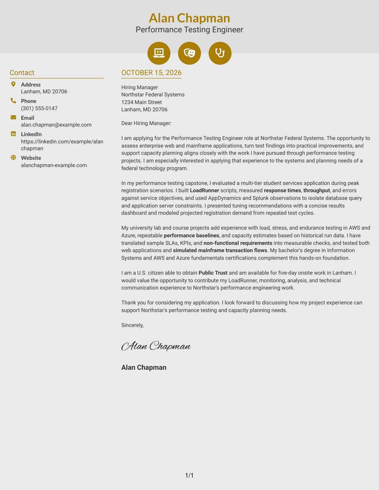 Cover letter example — page 1