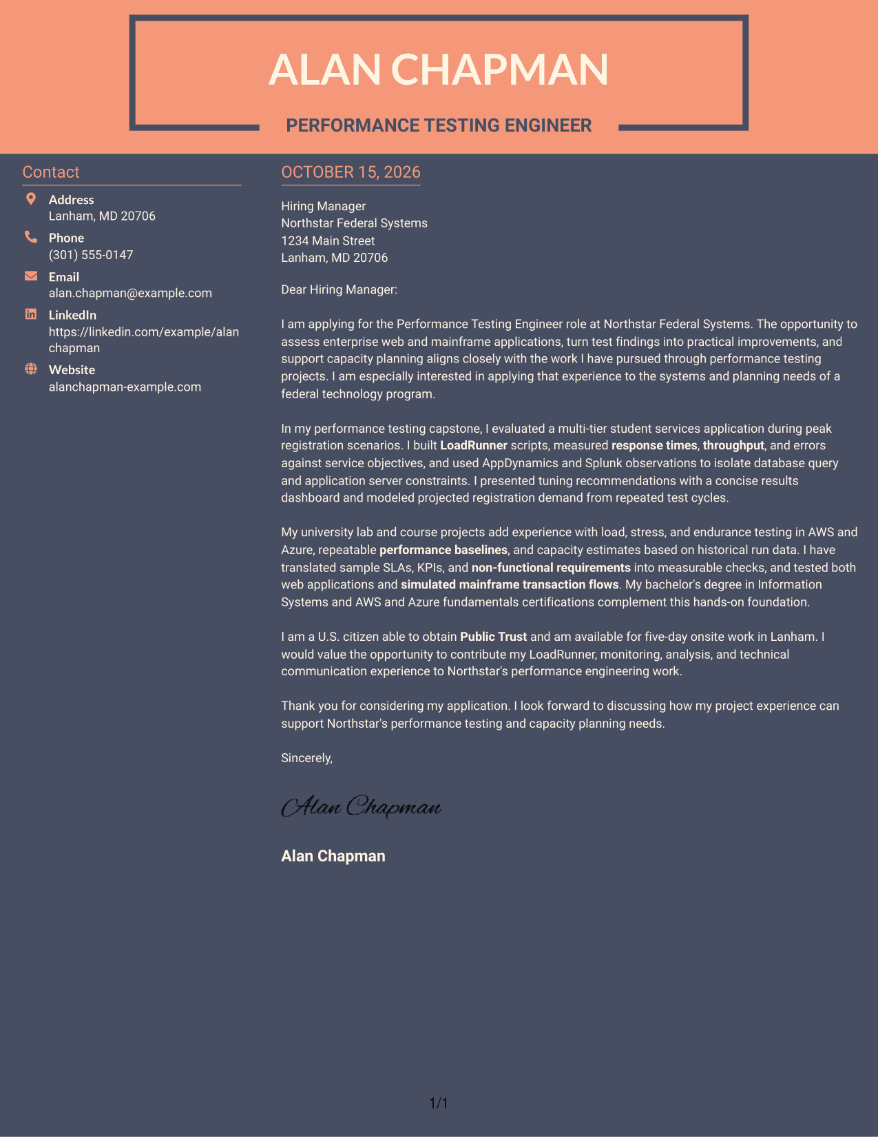 Cover letter example — page 1