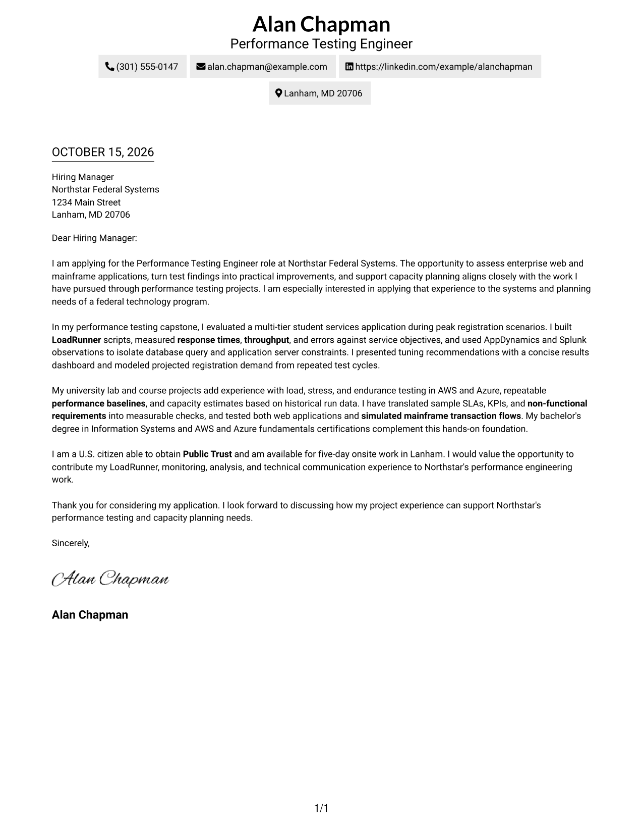 Cover letter example — page 1