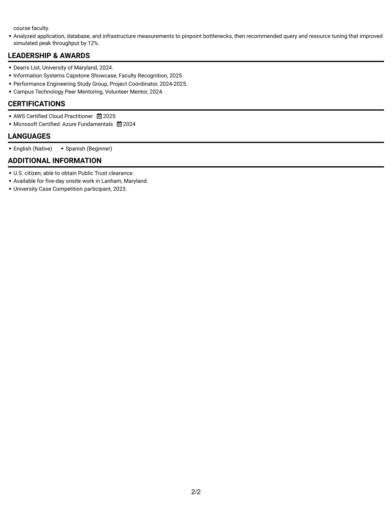 Resume example — page 2