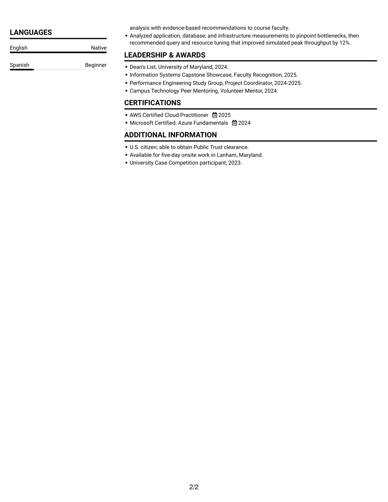 Resume example — page 2
