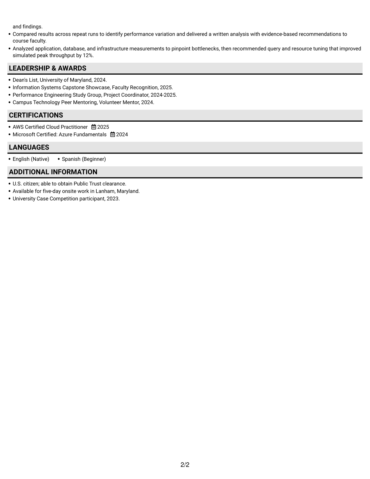 Resume example — page 2