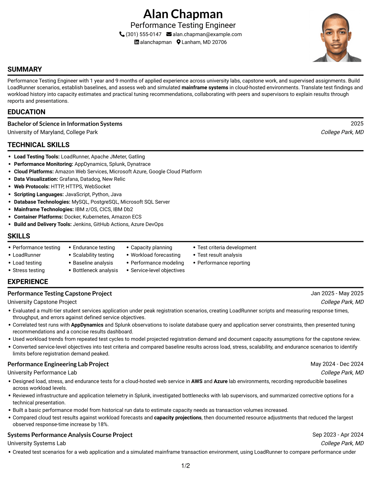 Resume example — page 1