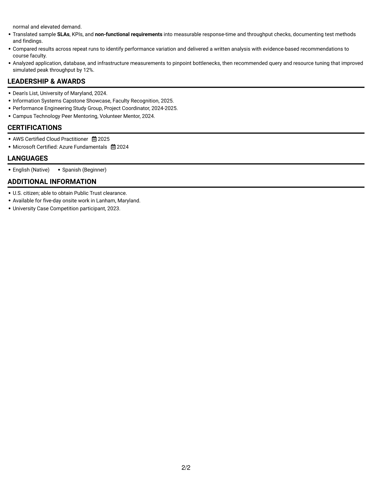 Resume example — page 2