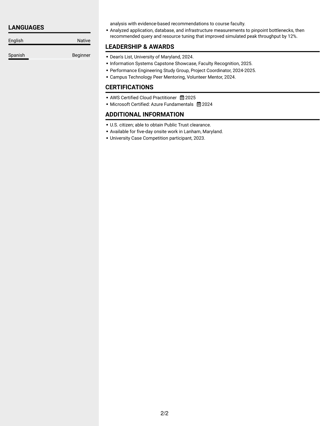 Resume example — page 2