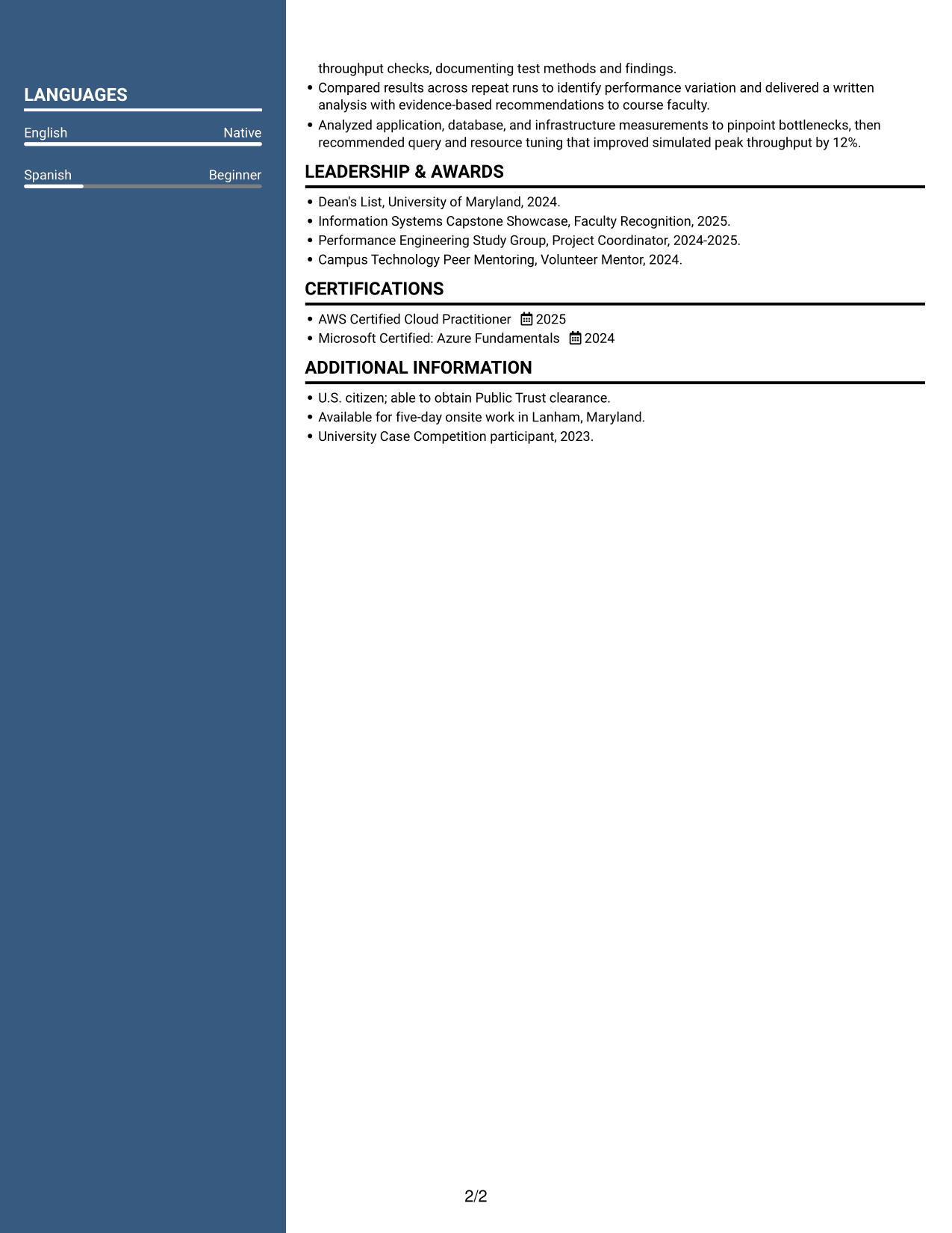 Resume example — page 2