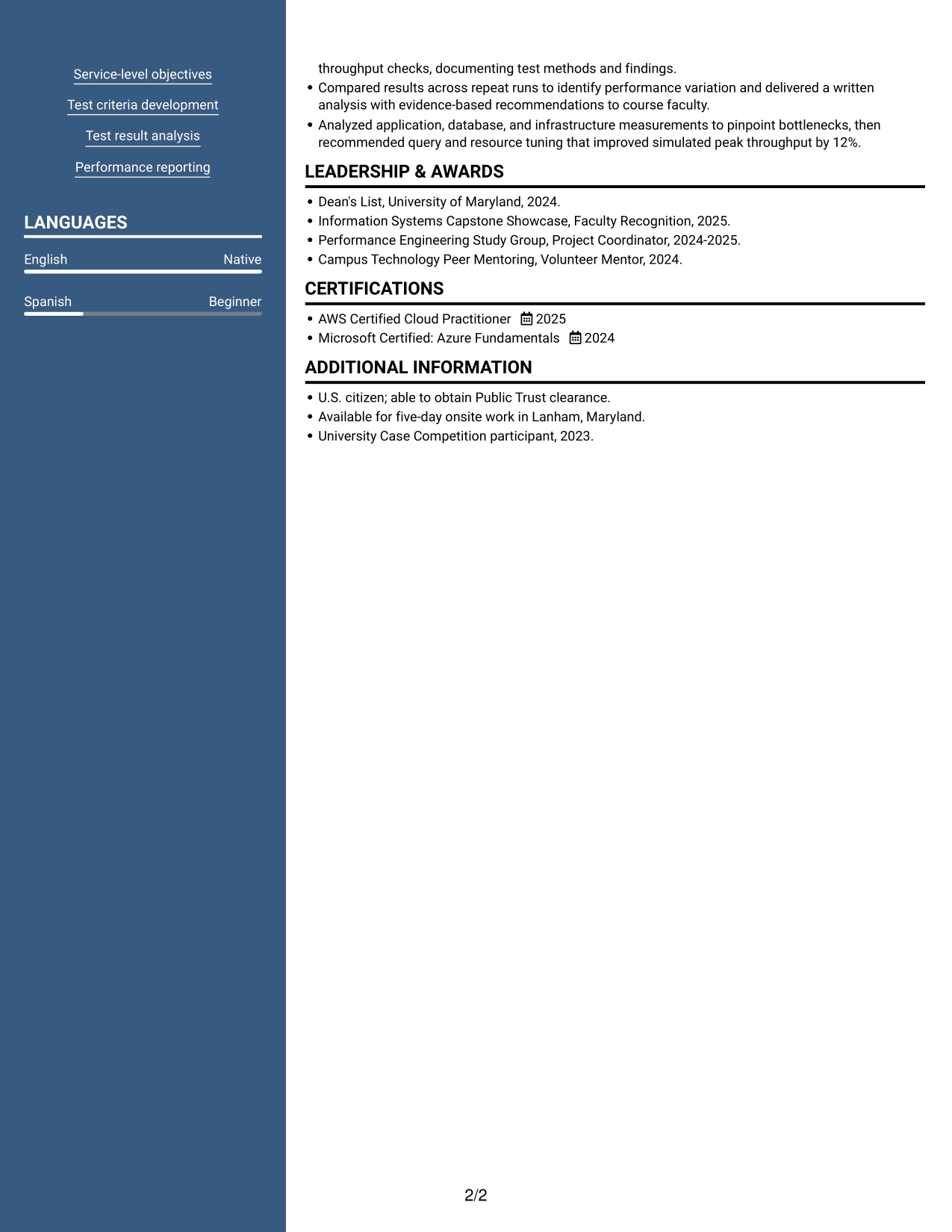 Resume example — page 2