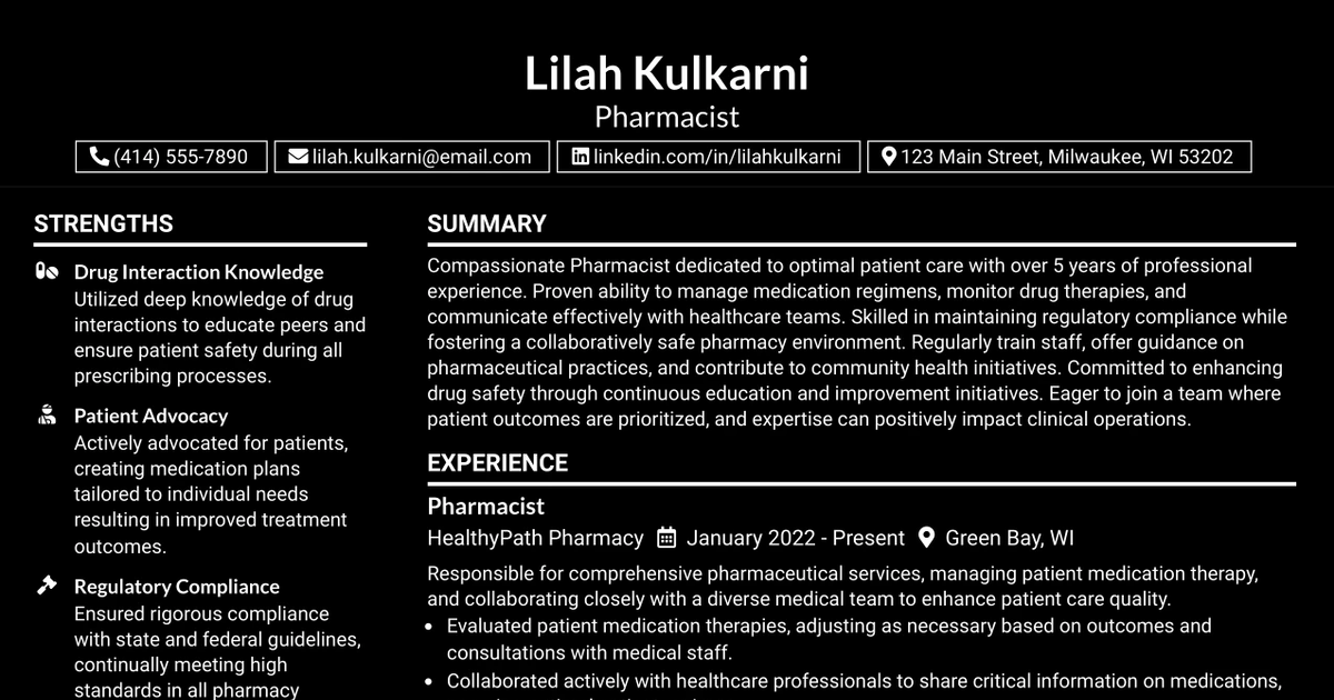 33 Pharmacist Resume Templates with Example 2026 (ATS-Optimized)