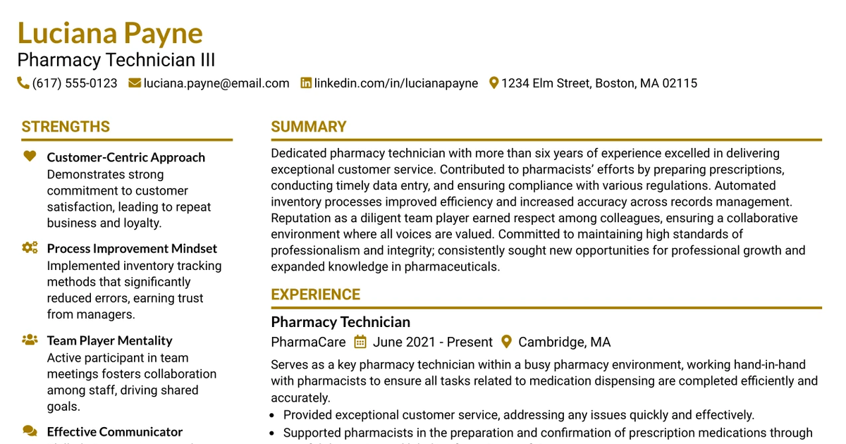 33 Pharmacy Technician III - Advanced Certified Resume Templates with Example 2026 (ATS-Optimized)