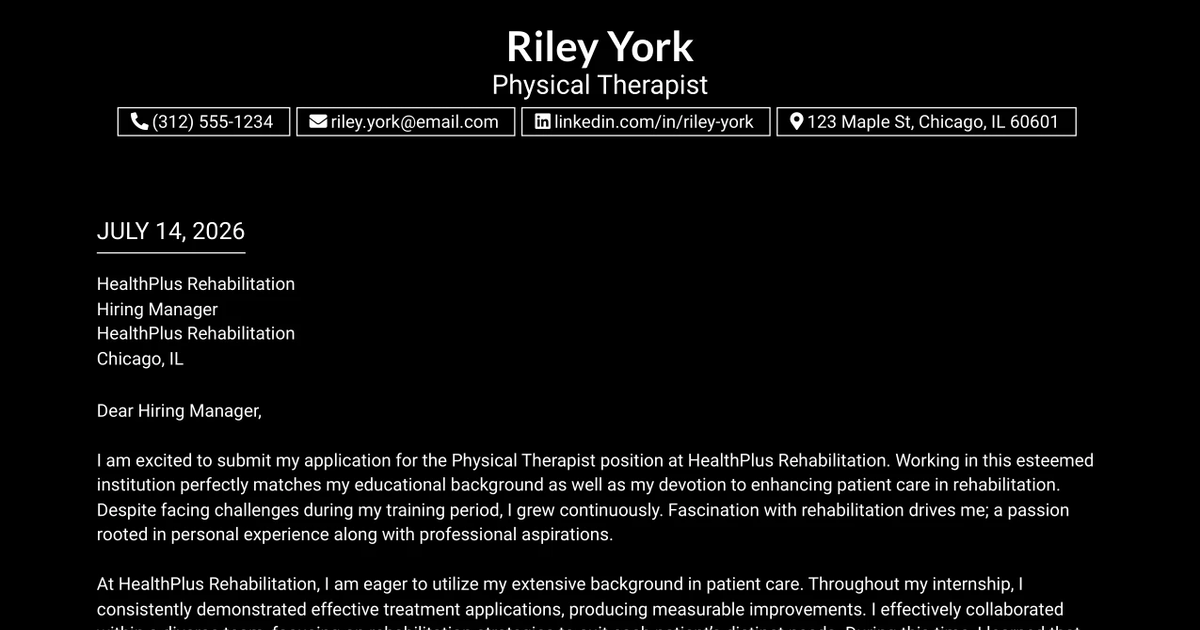 30+ Physical Therapist Cover Letter Templates with Example 2026