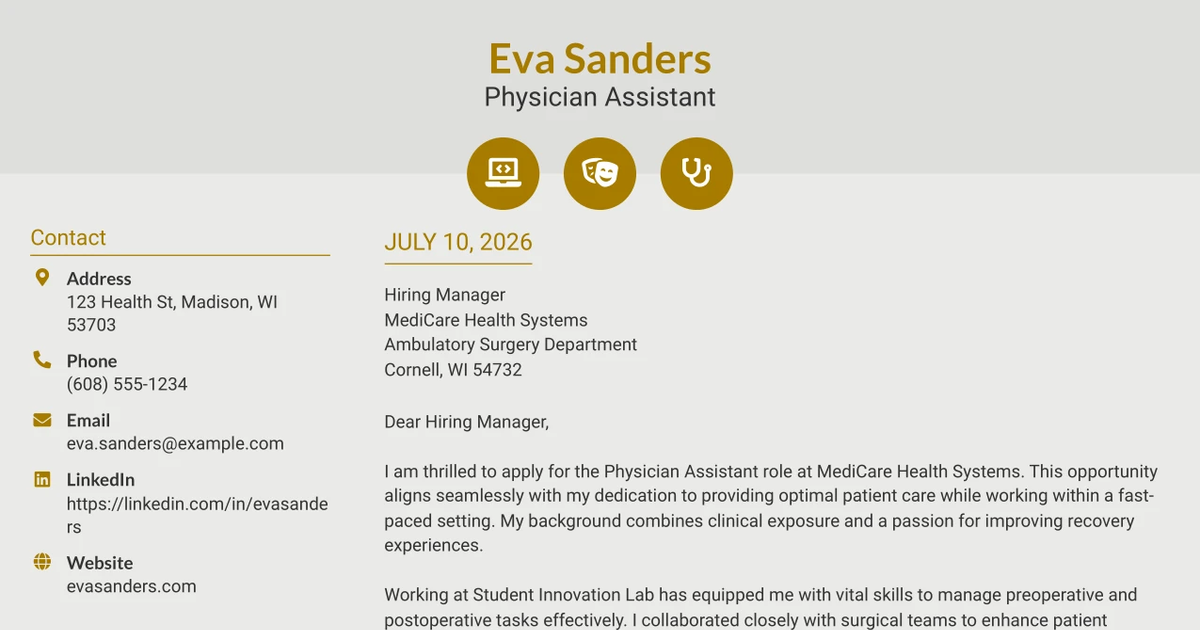 30+ Physician Assistant Cover Letter Templates with Example 2026
