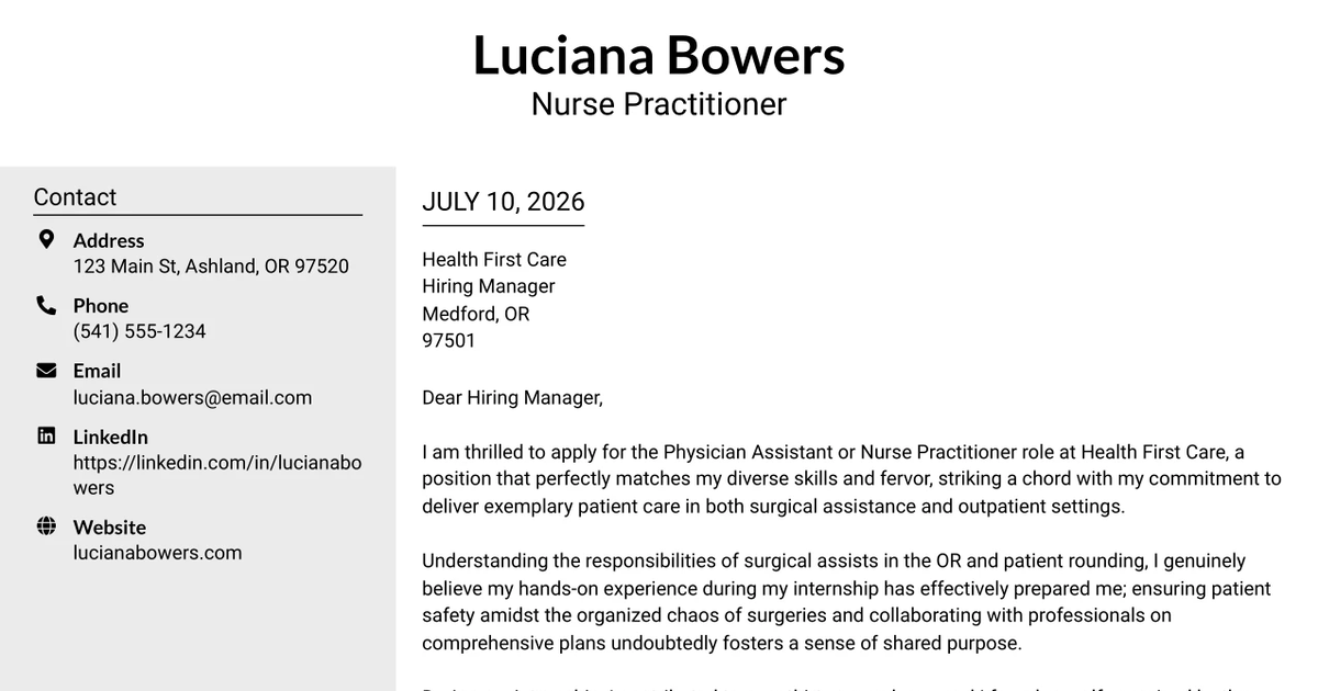 30+ Physician Assistant or Nurse Practitioner Cover Letter Templates with Example 2026