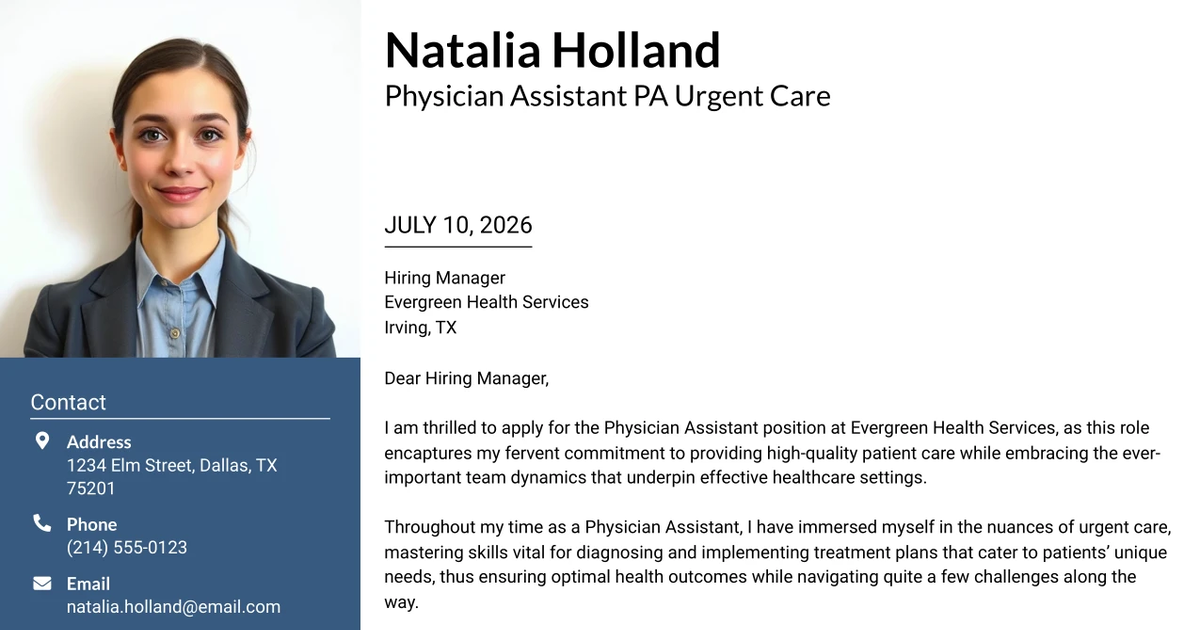 30+ Physician Assistant PA Urgent Care Cover Letter Templates with Example 2026