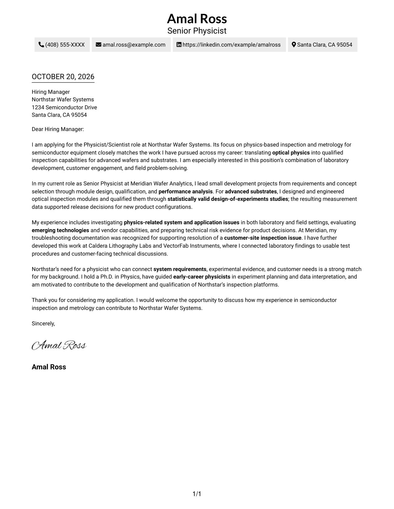 Cover letter example — page 1