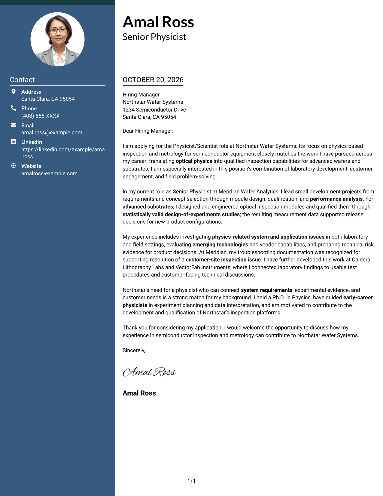 Cover letter example — page 1