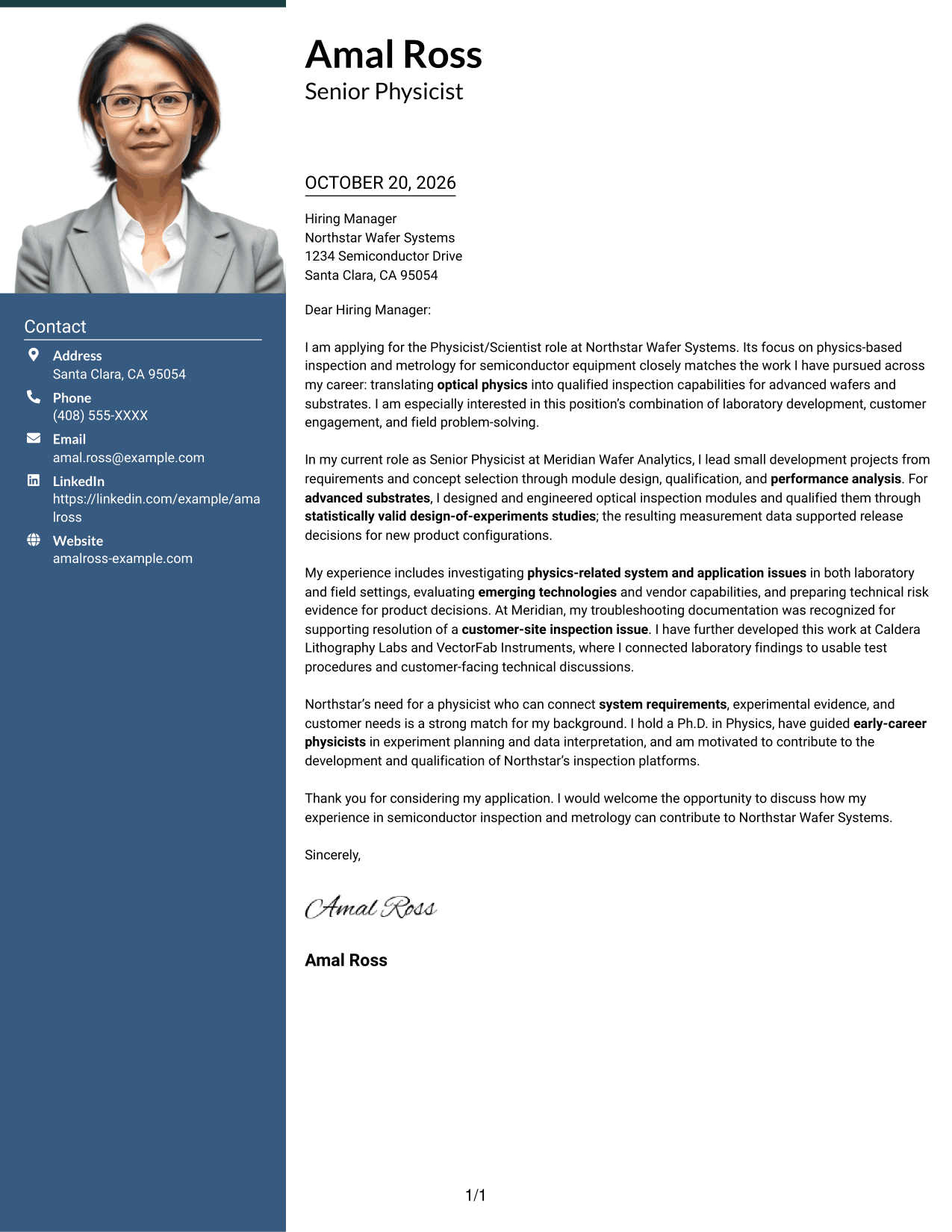 Cover letter example — page 1
