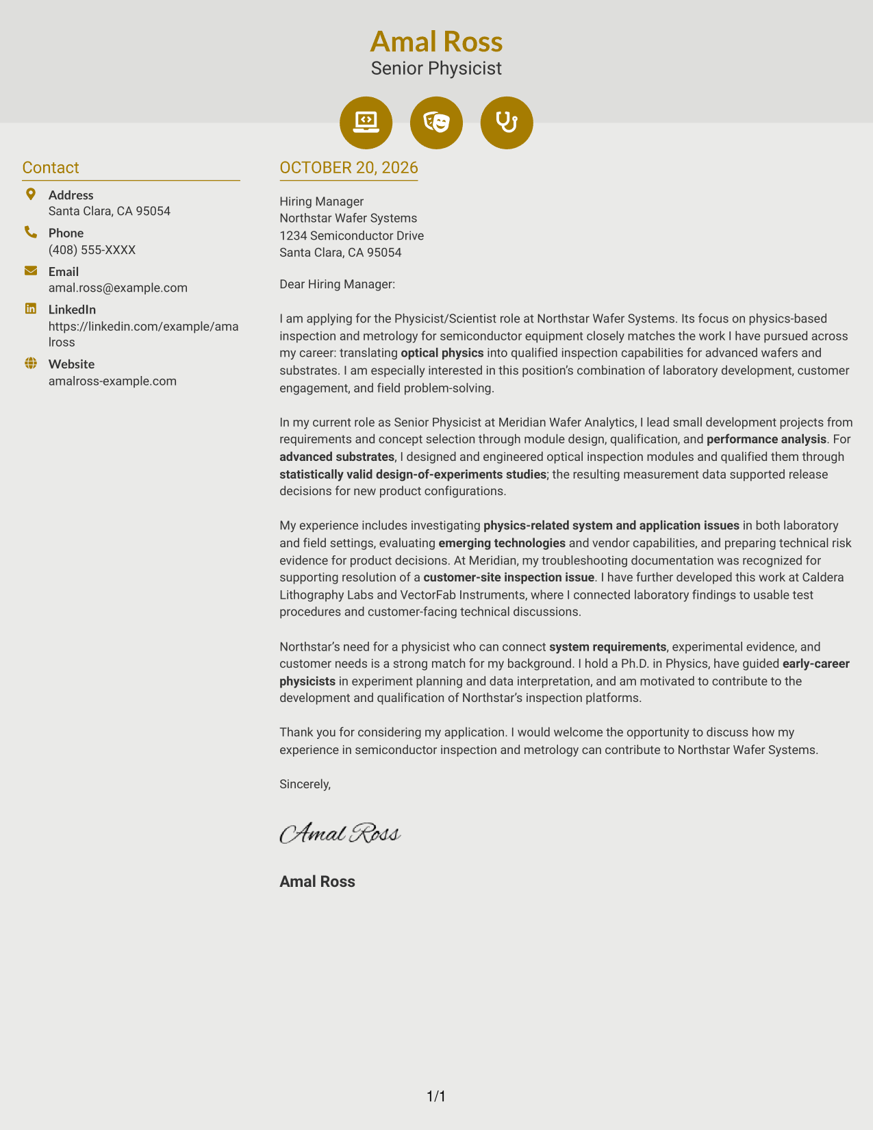 Cover letter example — page 1