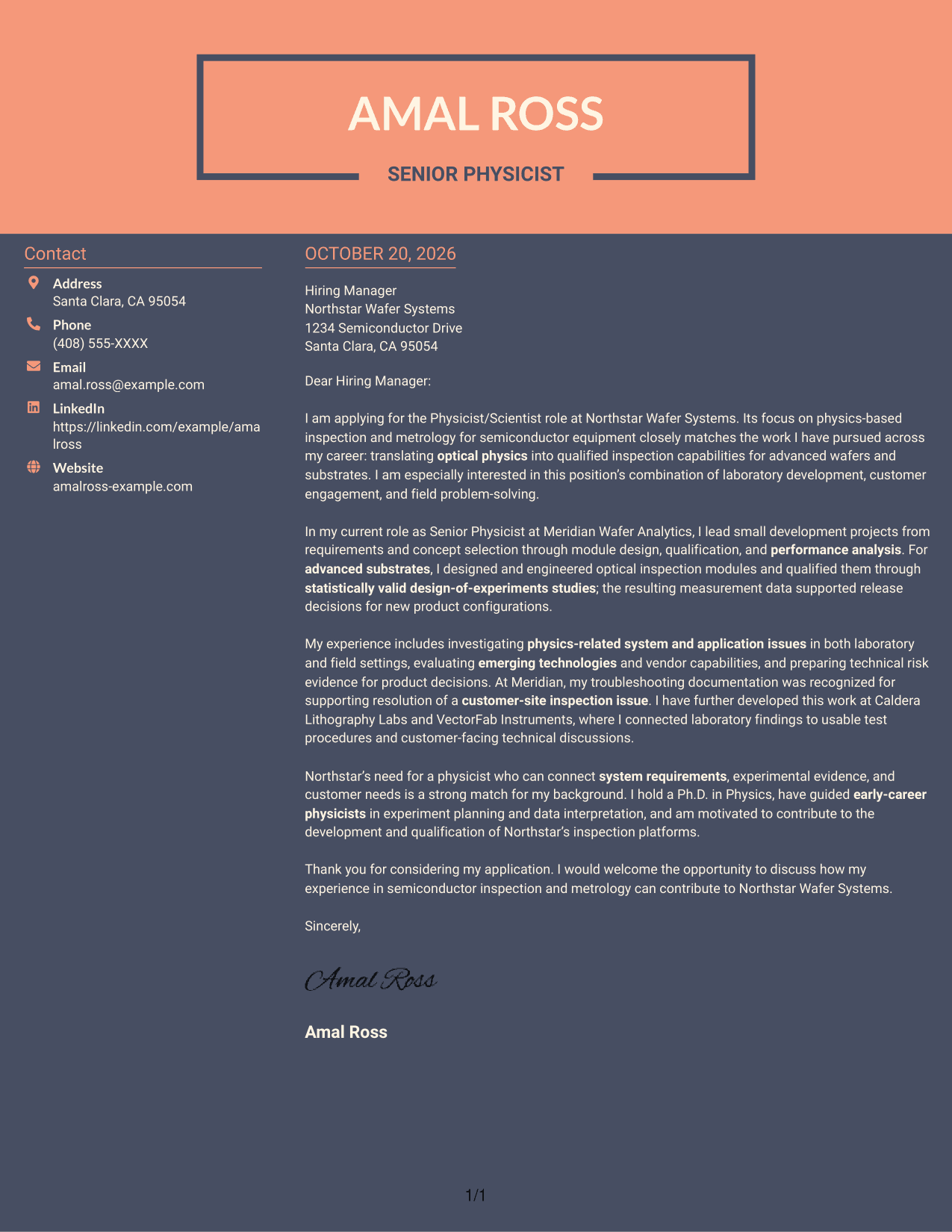 Cover letter example — page 1
