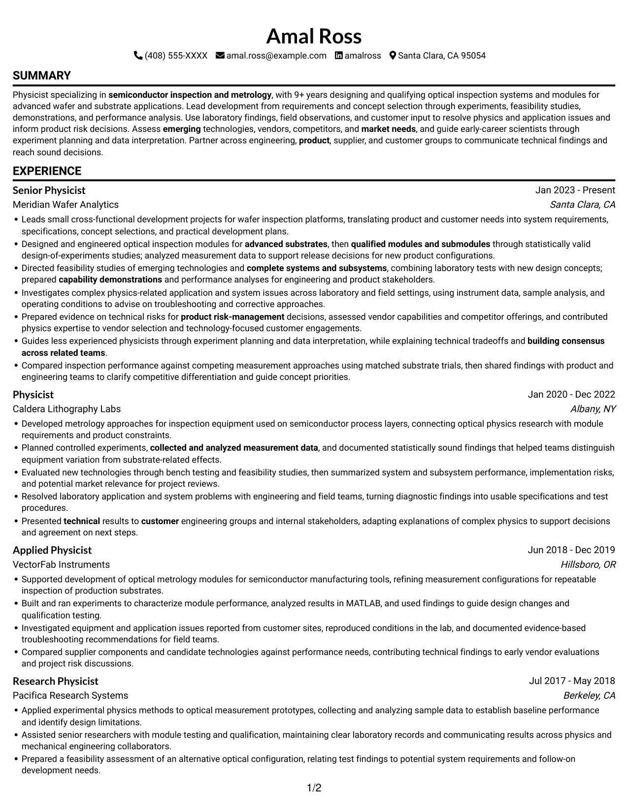 Resume example — page 1