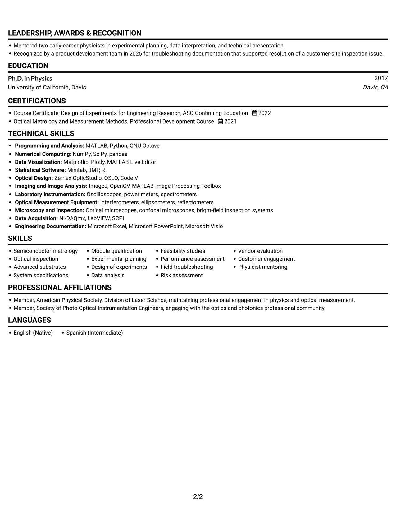 Resume example — page 2