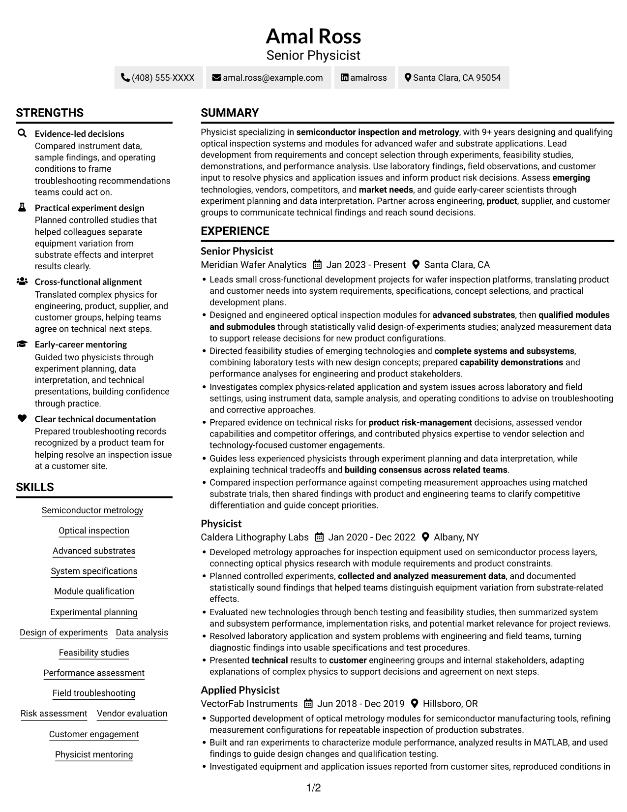 Resume example — page 1