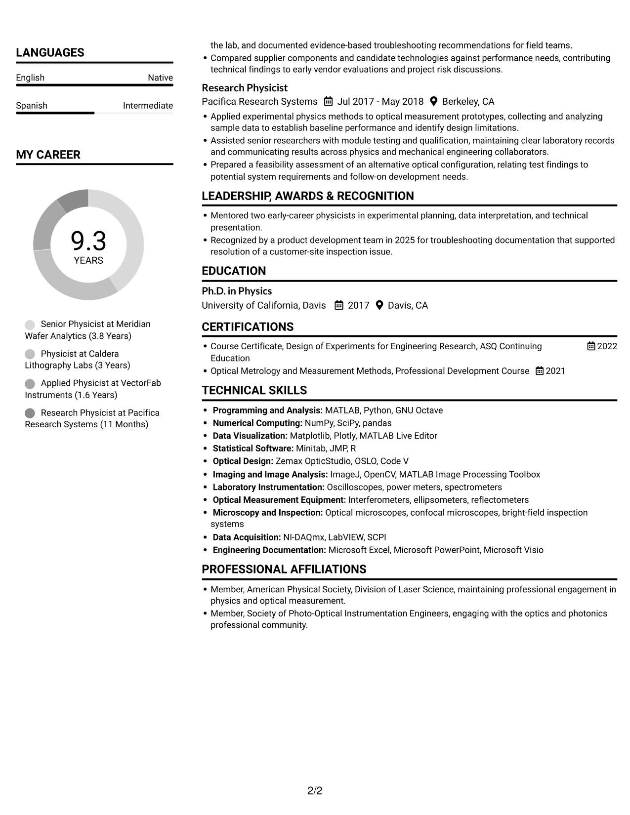 Resume example — page 2