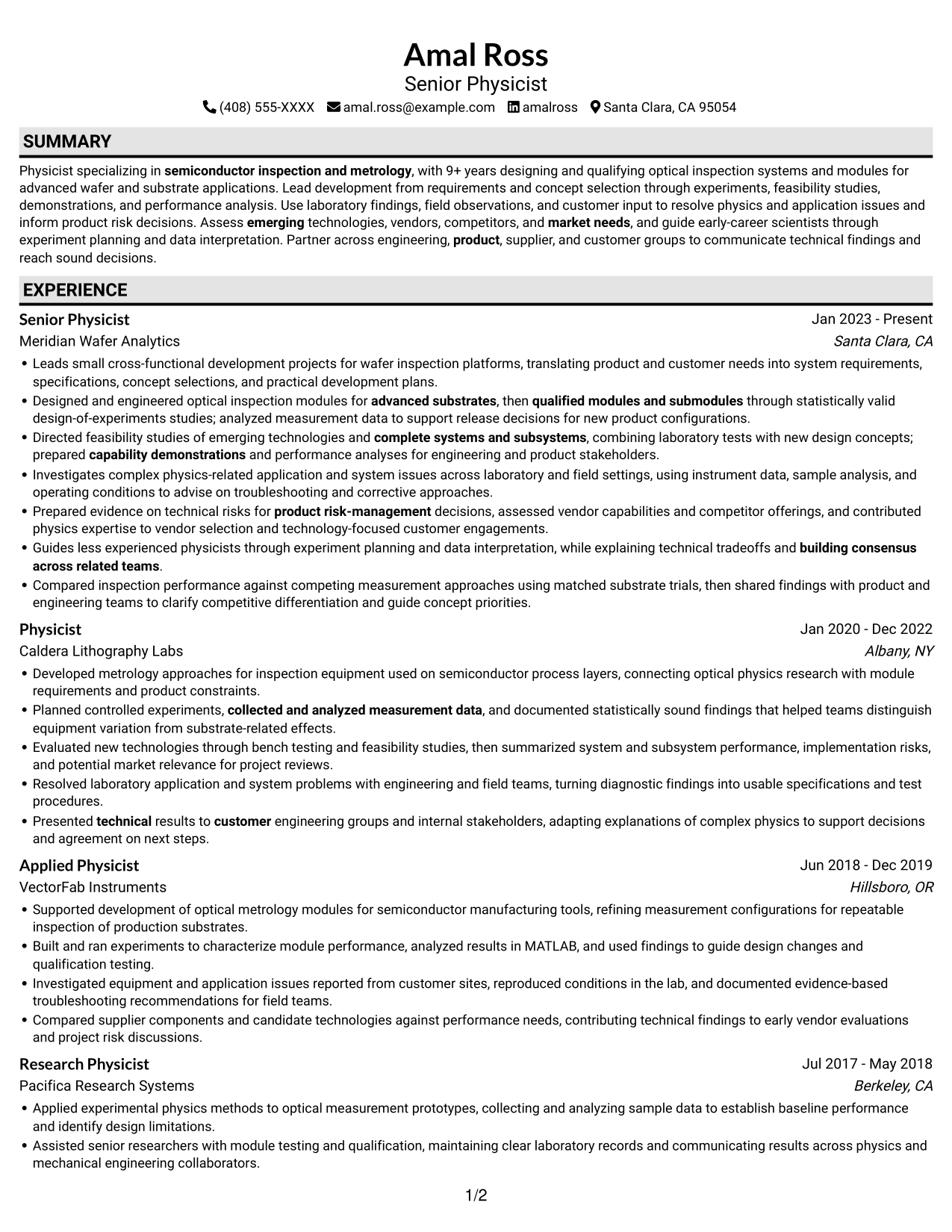 Resume example — page 1