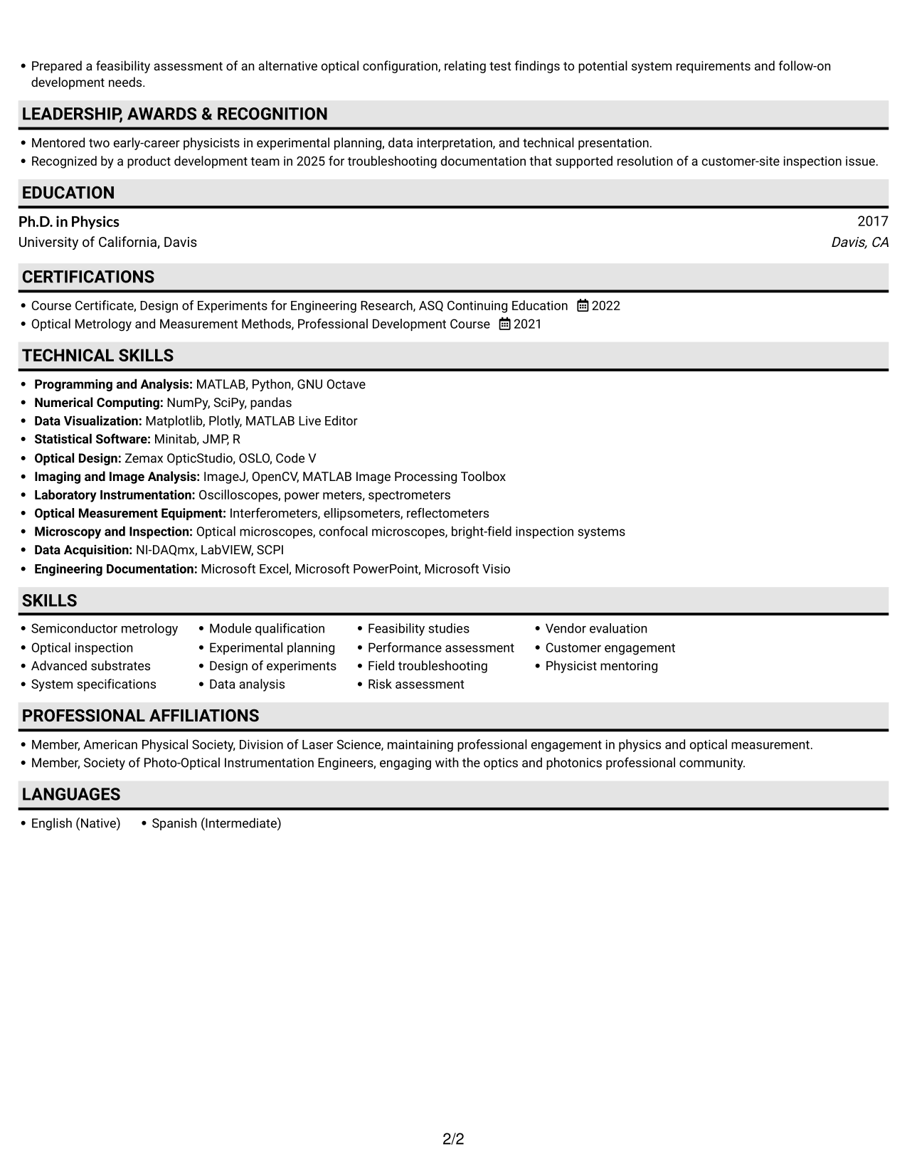 Resume example — page 2